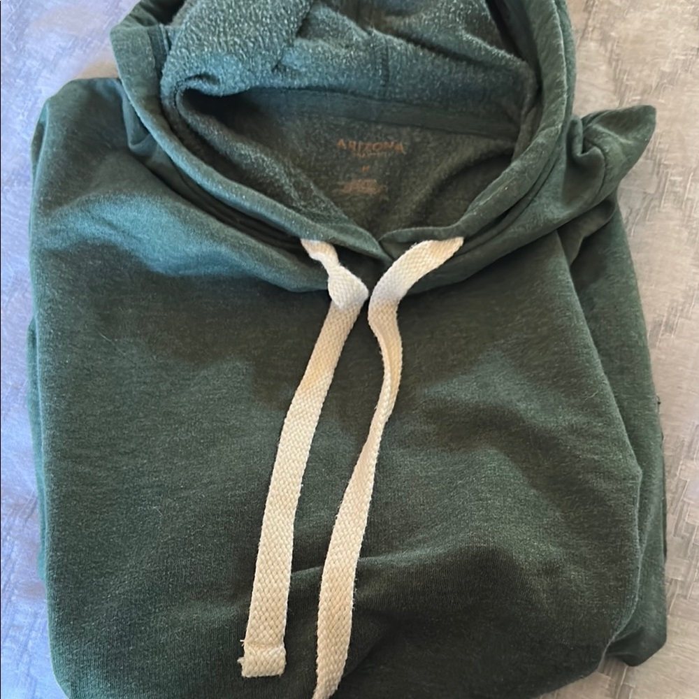 Arizona Cropped Green Hoodie with Cream Drawstrings